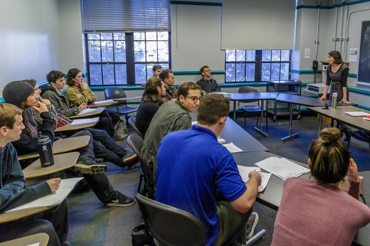 Professor Iskra Fileva teaching an undergraduate course