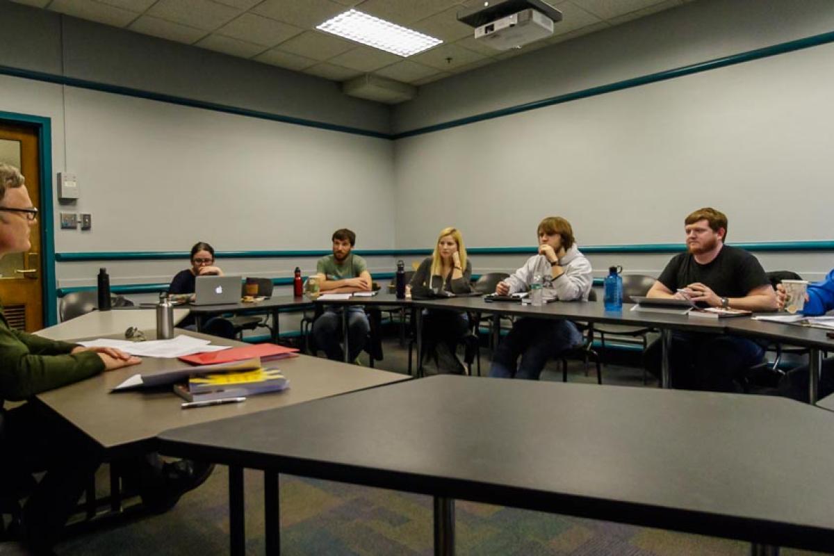 Professor Chris Heathwood teaching a graduate seminar