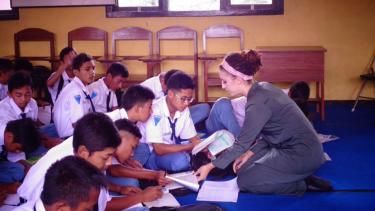 Hannah teaching at SMK Tutur, East Java. Photo Credit: Peace Corps Indonesia