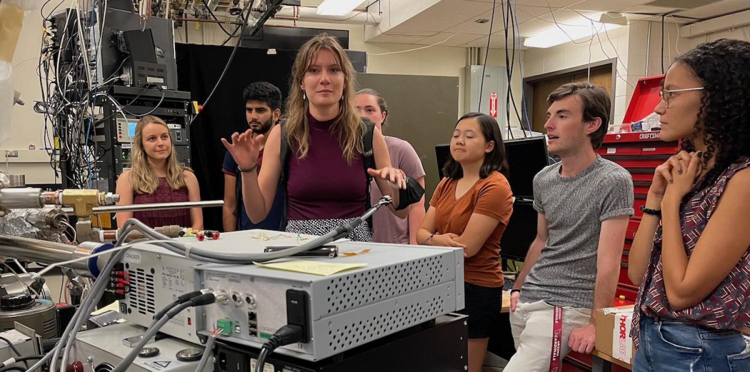 Britta Nordberg explains her research to her classmates