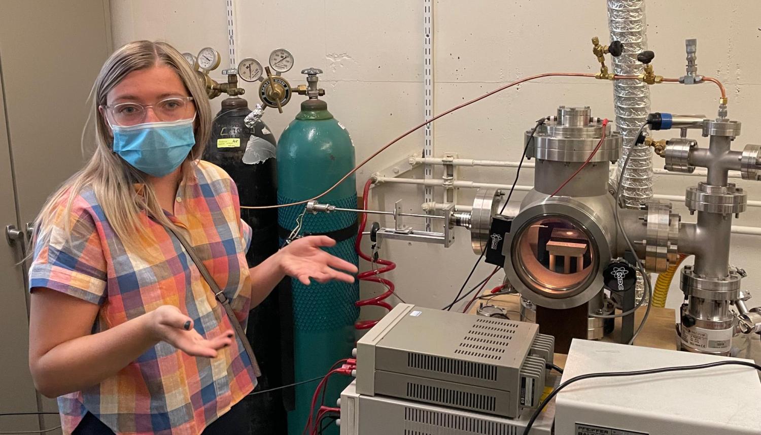 Photo of Lanie explaining her research