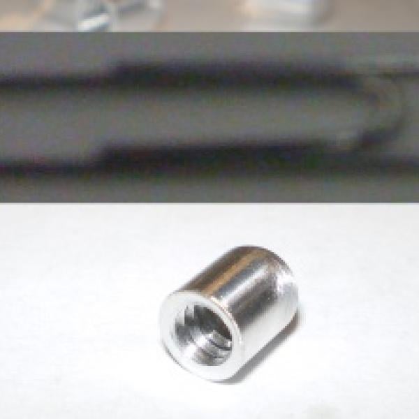 Threaded Aluminum probe tips. (size in relation to paperclip)