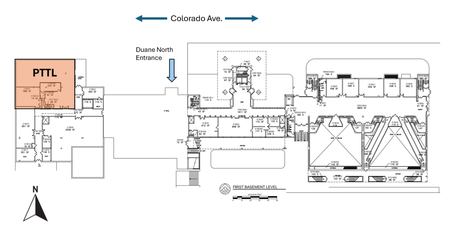 A map with the location of the Trades Teaching Lab