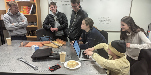 Students collaborate on a project for Quantum Forge