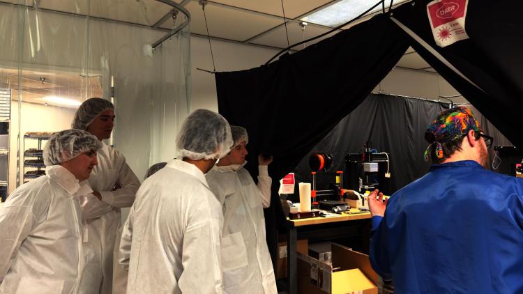 Students in a KM Labs Clean Room