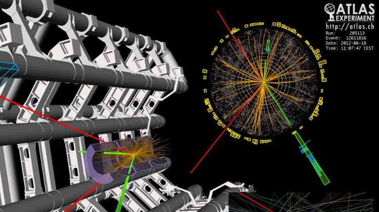 visual representation of particle tracks from ATLAS detector