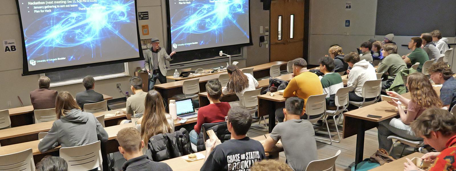 Professor Noah Finkelstein addresses the Quantum Scholars
