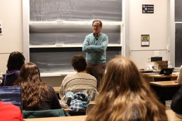 Scott Davis visits with Quantum Scholars students