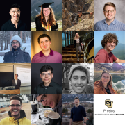 Small photos of 15 graduating physics students