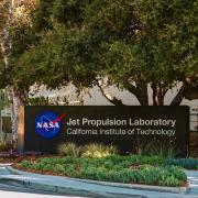 Building sign of Jet Propulsion Laboratory in front of a building