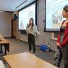 Annalise Cabra and Emily Jerris address the Quantum Scholars