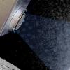Artist's depiction of a beam aimed at lunar dust particles in space