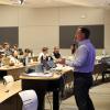 William Clark from Infleqtion presents a talk to Quantum Scholars students