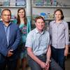 Aju Jugessur, Juliet Gopinath, Scott Diddams and Cindy Regal, who will lead the realization of a new facility at CU Boulder for making incredibly small devices. (Credit: Patrick Campbell/CU Boulder)