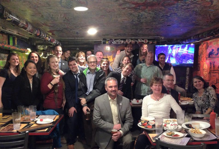 PLC Alumni gather at The Sink after annual selection interviews at the first PLC National Happy Hour.