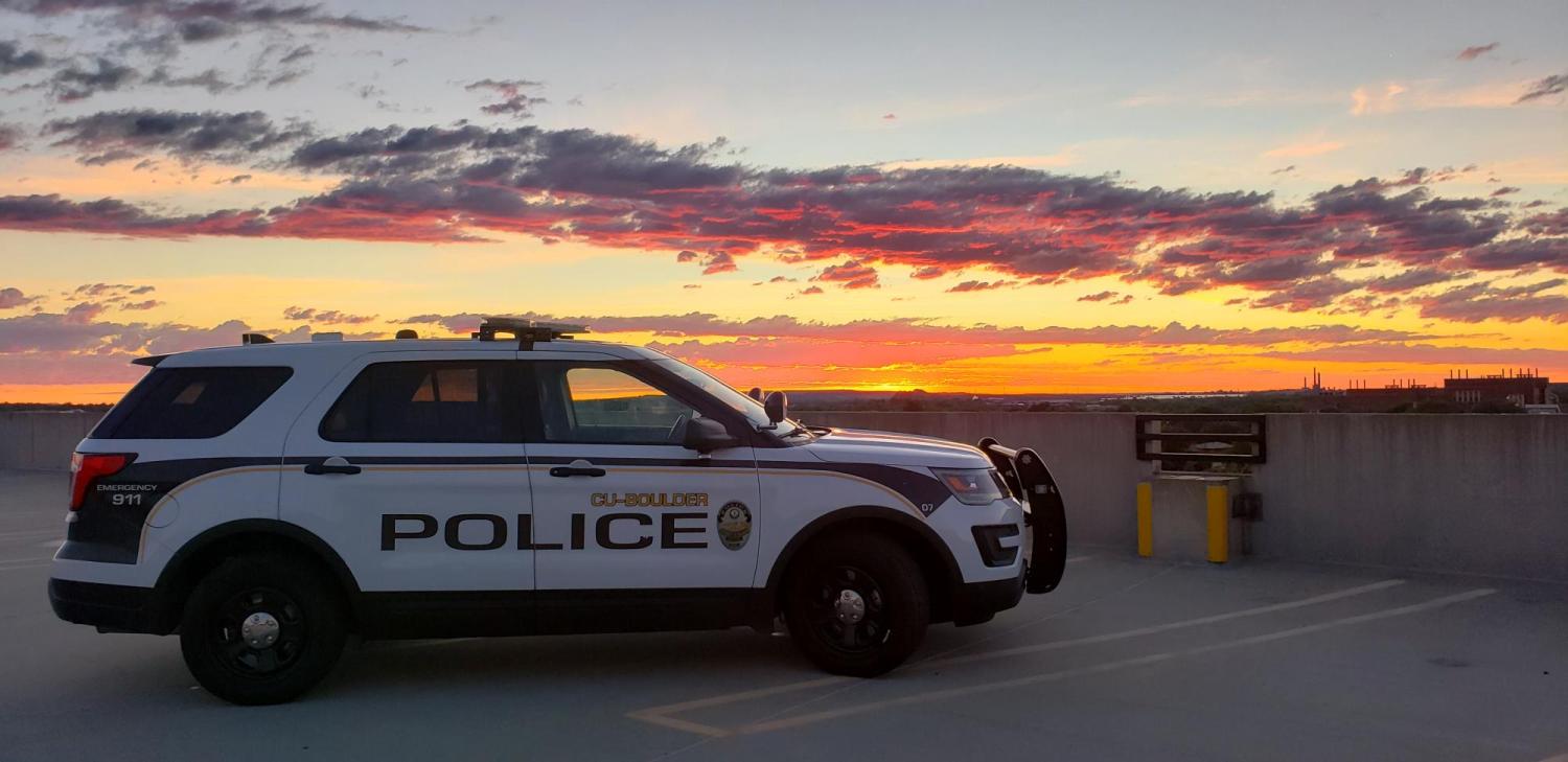 CUPD police car at sunrise