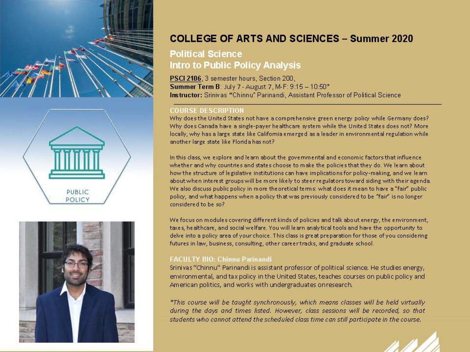 PSCI 2106 Summer Course Flyer
