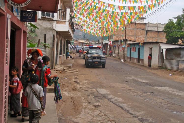 Police in parade in Guatemala
