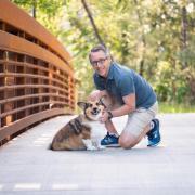 Scott Adler with a dog