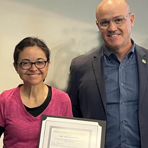 Dr. Ana Maria Rey (JILA & Physics) and Dr. Massimo Ruzzene, Vice Chancellor for Research and Innovation and Dean of the Institutes