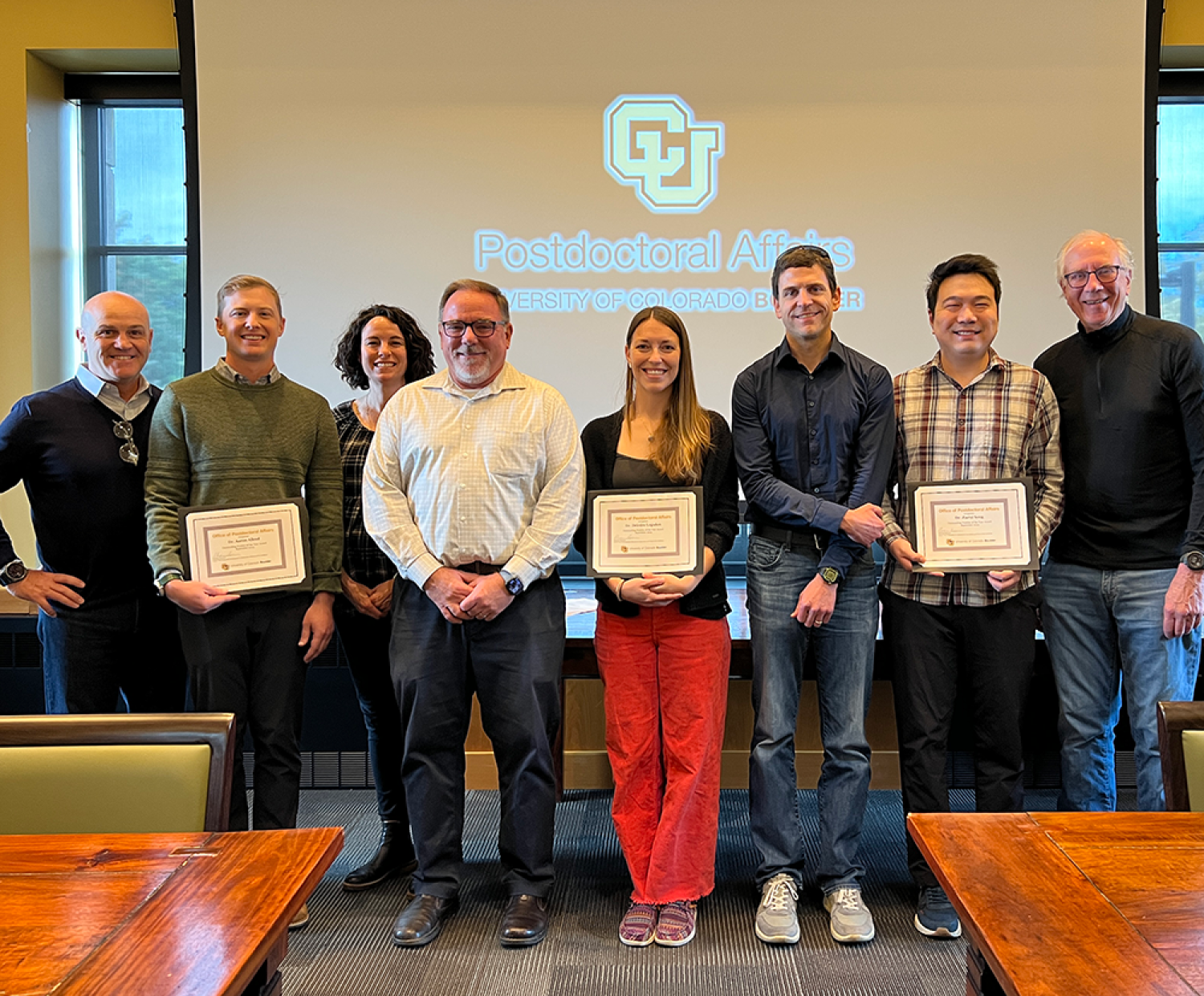 2025 Outstanding Postdoc awardees with Senior Vice Chancellor for Research & Innovation Massimo Ruzzene, and nominators