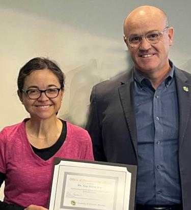 Dr. Ana Maria Rey (JILA & Physics) and Dr. Massimo Ruzzene, Vice Chancellor for Research and Innovation and Dean of the Institutes
