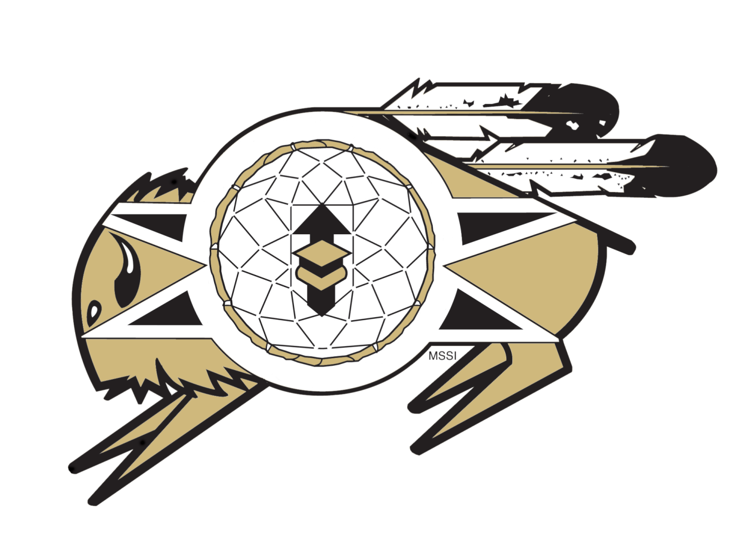 the CU Upward Bound logo which features stylized graphic art of a buffalo with a dream catcher for a body