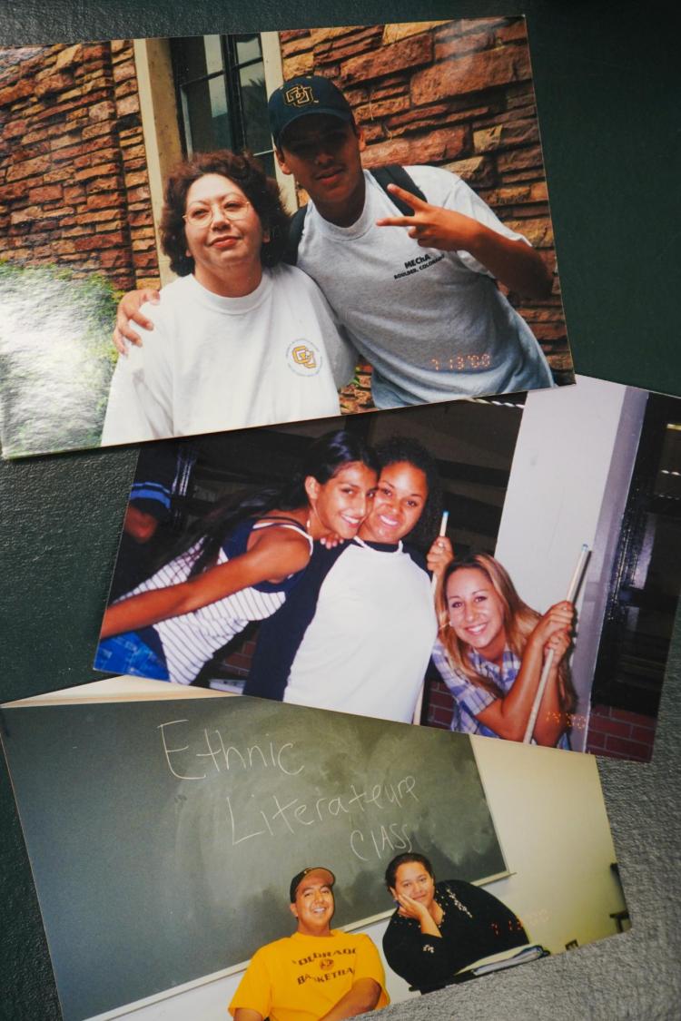 A set of 3 photos featuring students and staff during PCDP's 2000 summer program. At top left is Theresa Manchego, current director of PCDP. 