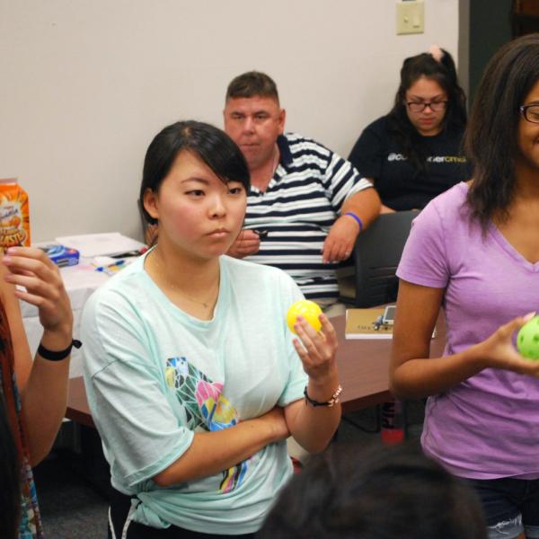 Kristin Jihye Oh and Jacqueline Lee during Academic Skill’s ball activity