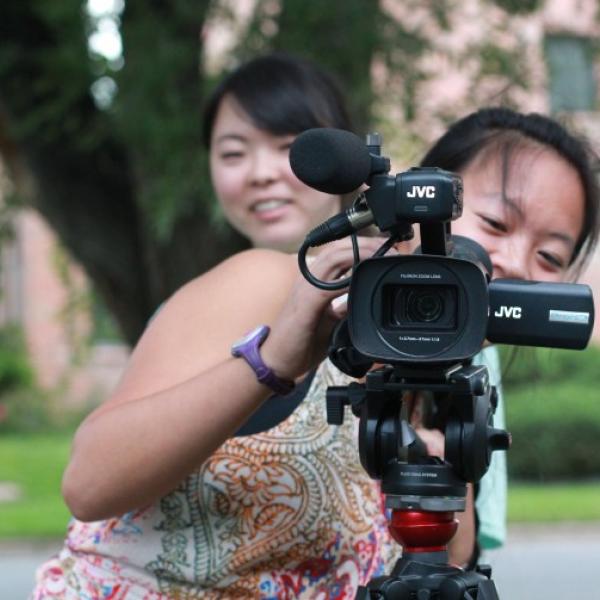 Marissa Kelley playing with video camera during Broadcast I session