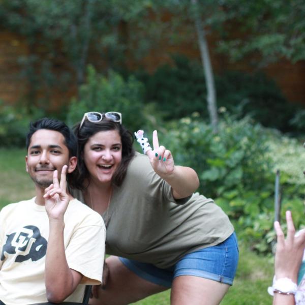 Resident Assistants Gabe Rodriguez and Carmen Marxuach at Paul Voakes’ house barbecue