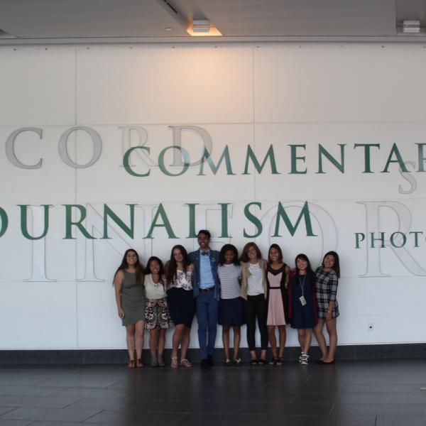 Some of the intensive members pose at the Denver Post building