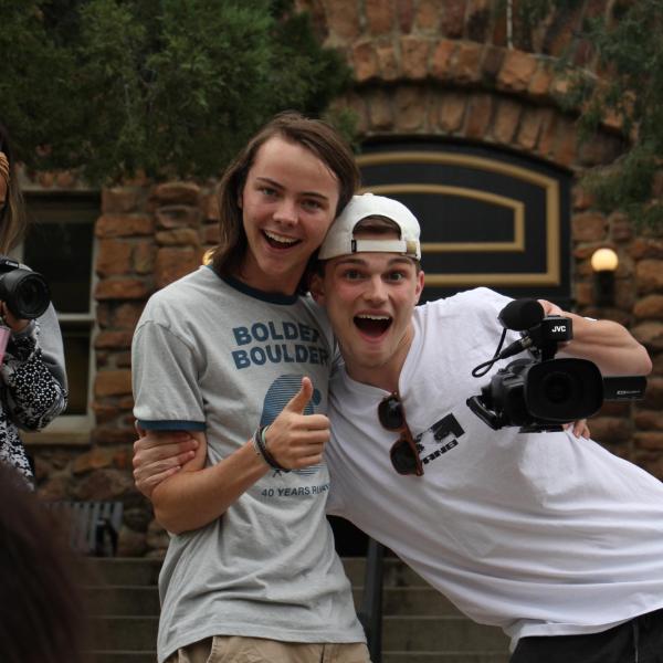 Conner Davis and Bobby Berry pose for a photo.