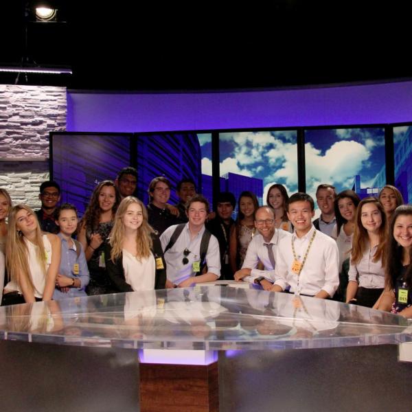 The 2017 Pathways participants pose for a group photo at 9News.