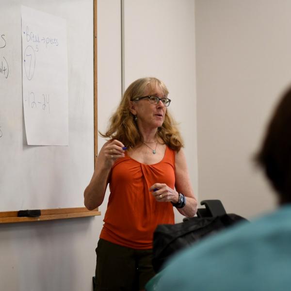 Karen Wyatt presents a lesson during an academic skills session.