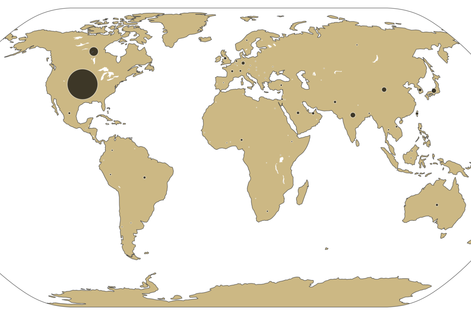 Global map of where are students enroll from