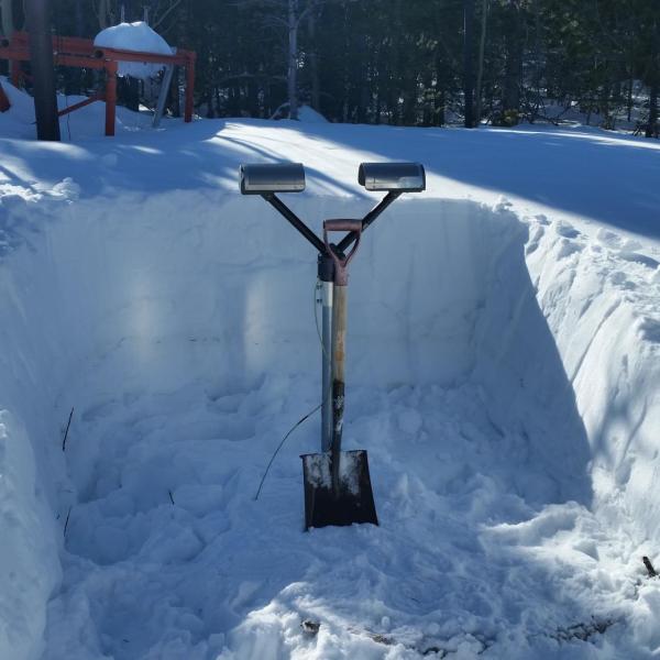 Digging out a PARSIVEL disdrometer at the C-1 research site (10,000 ft elevation) at Niwot Ridge, Colorado on 8 March 2015. The snow drifts heavily in this area during the winter and spring, so it usually needs dug out every spring.