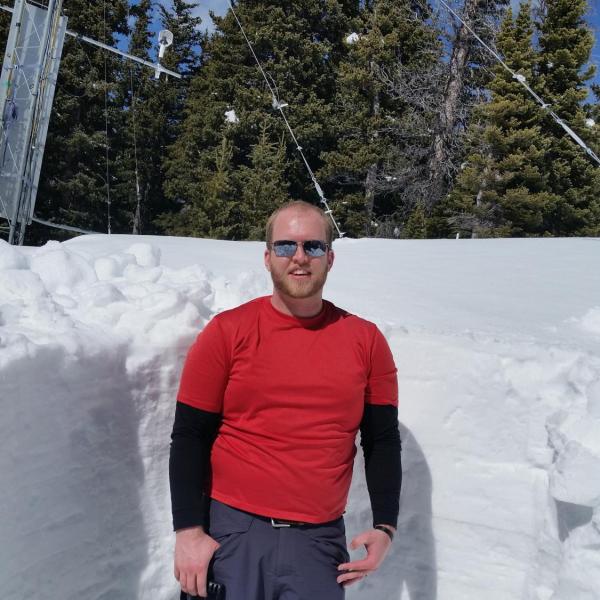 Digging out an instrument at the Soddie site (11,000 ft elevation) at Niwot Ridge, Colorado on 8 March 2015. The snowpack is ~ 5 feet at this location and our instrument is only ~ 6 feet off the ground.