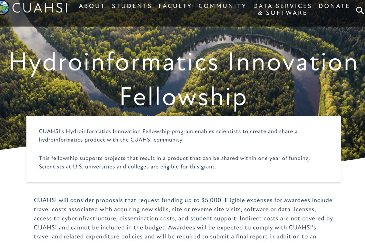 CUAHSI's Hydroinformatics Innovation Fellowship program