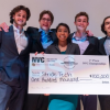 Timothy Visos-Ely, Max Watrous, Humsini Acharya, Tom Saunders and Andrew Plum hold a check for 100,000 dollars