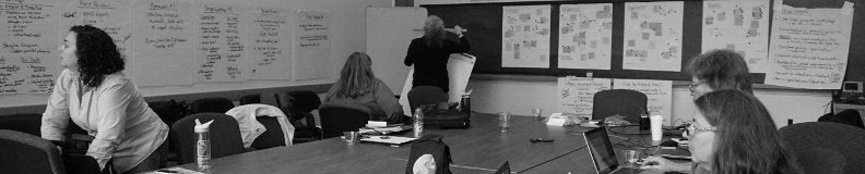 Jenn Yacoubian, Anne Westbook, Holly Devaul, Jeff Miller, and Tamara Sumner at a design process workshop