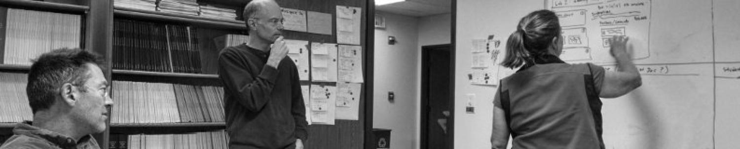 Jonathan Ostwald, John Weatherley, and Tamara Sumner during a design sprint