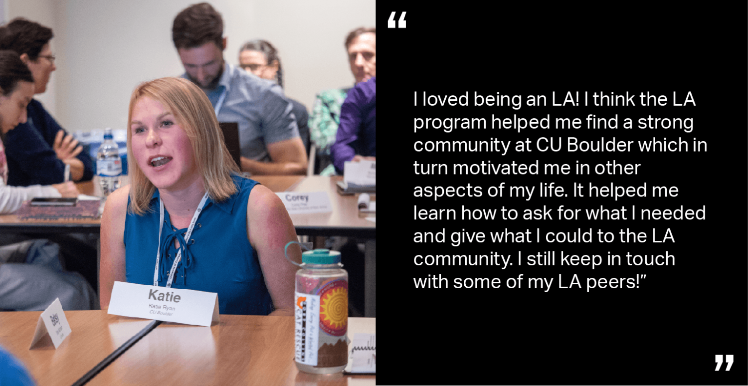 Katie facilitating discussion at the 2018 LA International Conference