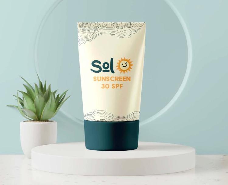 Sol Skincare SPF sunscreen bottle mock up