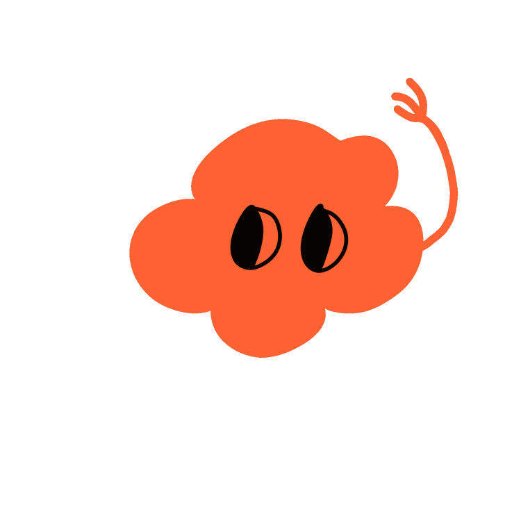 little orange blob waving