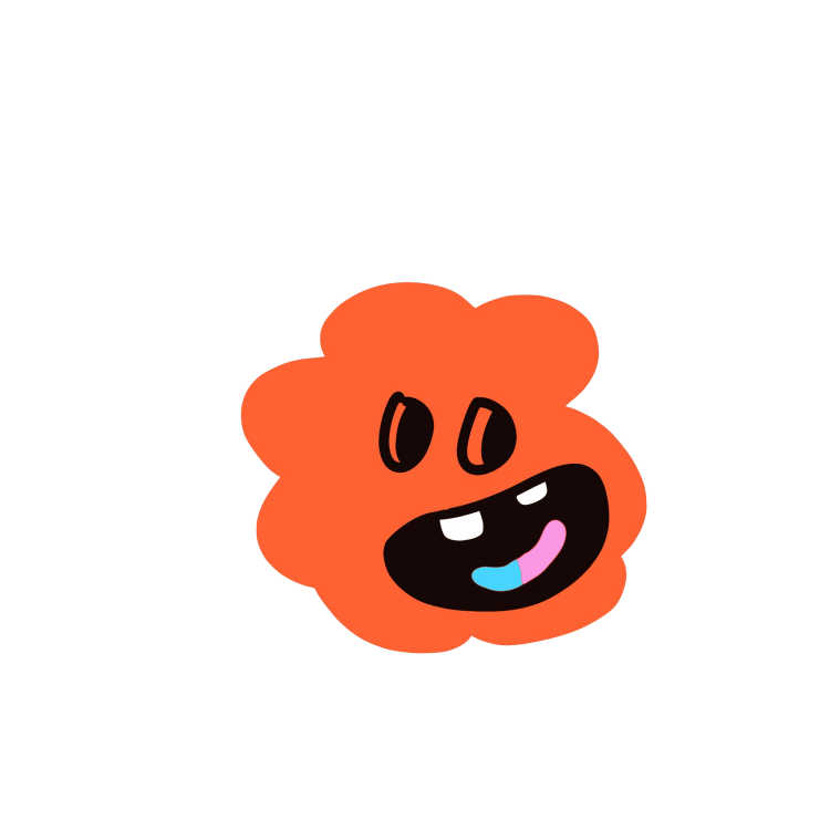 little orange blob eating a gummy worm