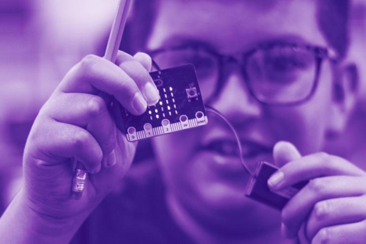 Youth playing with sensors and exploring technology