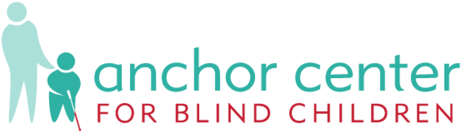 Logo for Anchor Center for Blind Children showing silhouettes of parent and child
