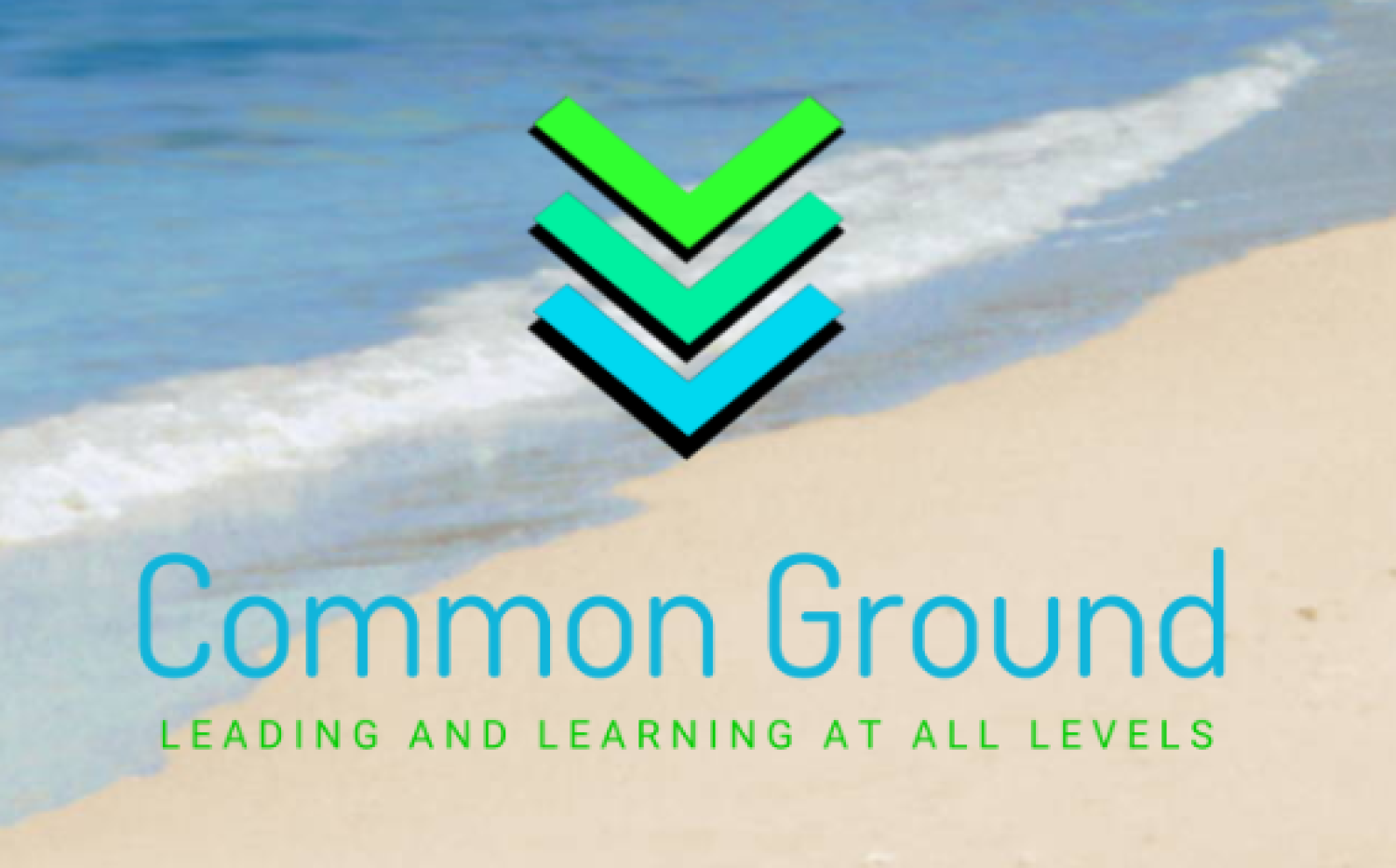 Conference name with beach in background