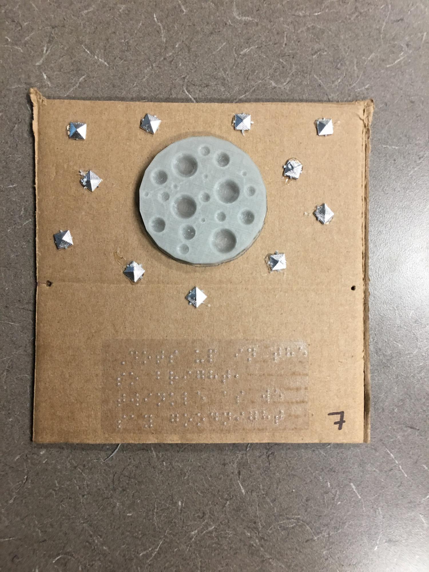 3D printed moon with craters